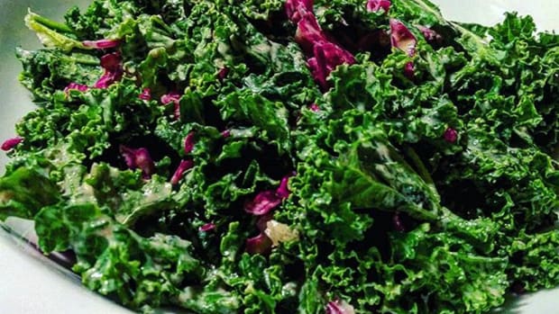 Super Kale Salad with Almond Butter Dressing