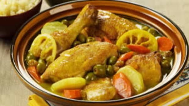 Chicken with Golden Raisins, Green Olives and Lemon