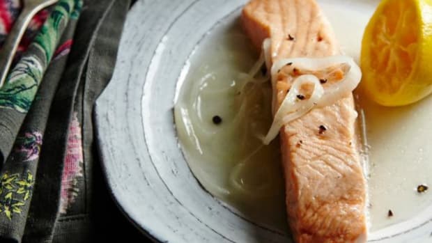 sweet and sour poached salmon