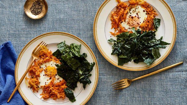 sweet potato rosti with kale and eggs