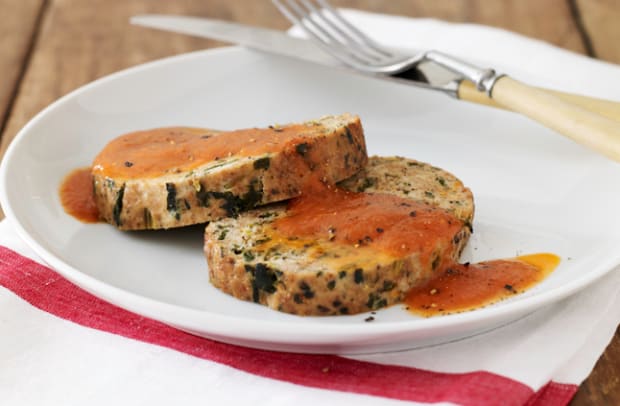 Turkey Spinach Meatloaf with Tomato Sauce