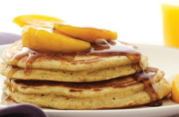 Ricotta Pancakes with Peach Syrup