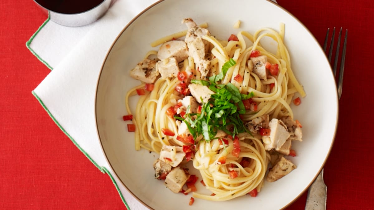 Spicy Chicken and Garlic Pasta - Jamie Geller