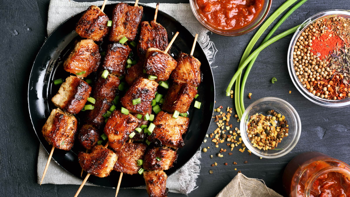 Honey Glazed Skewered Beef - Jamie Geller