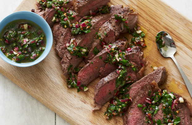 grilled steak with chimichurri