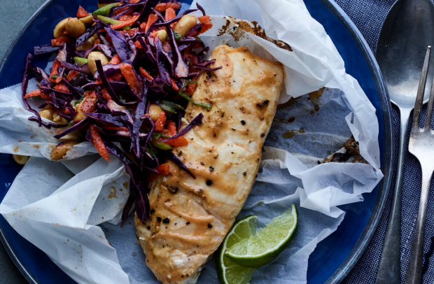 Miso and Lime Halibut En Papillote