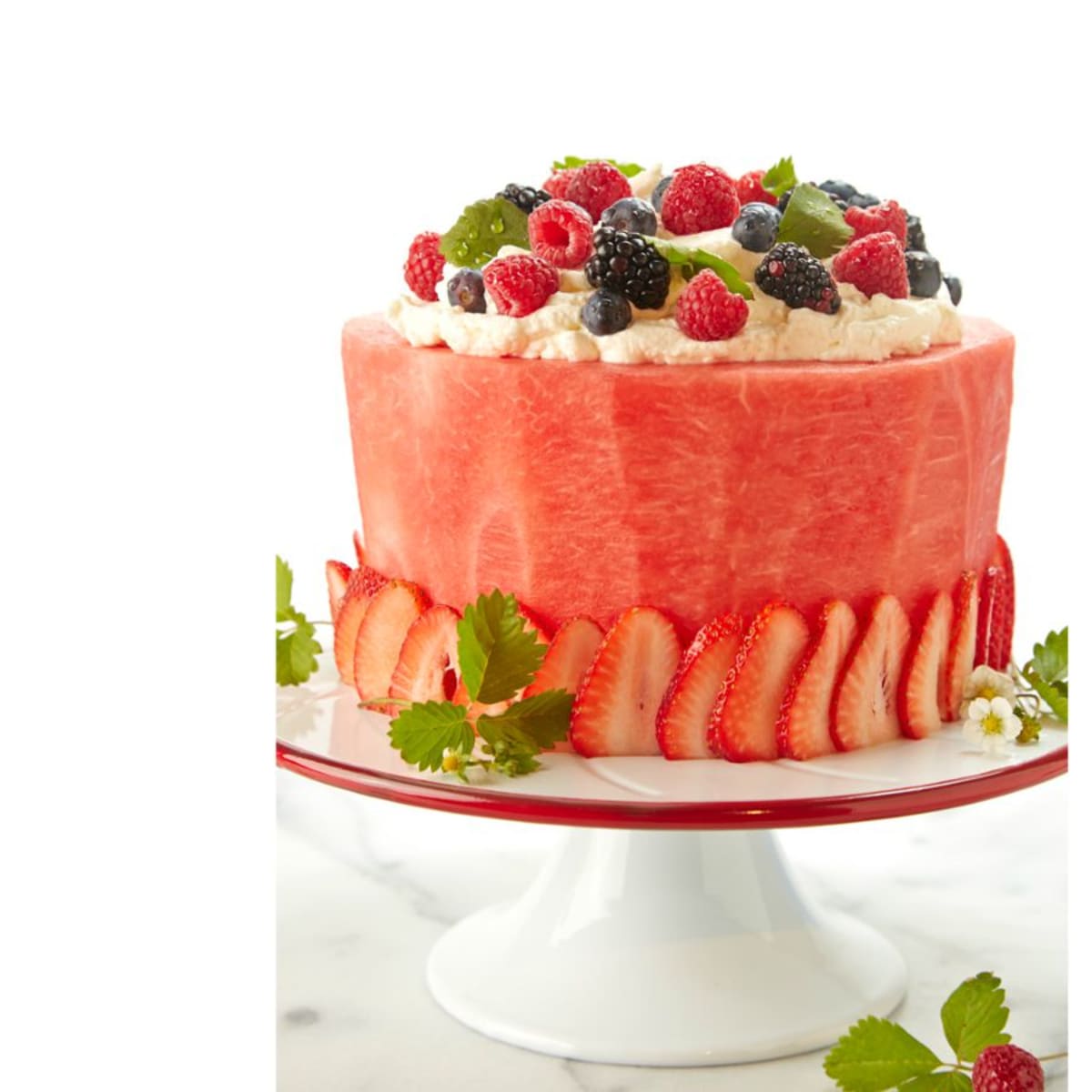 Healthy, Fresh Watermelon and Fruit in a Cake Shape | Tikkido.com