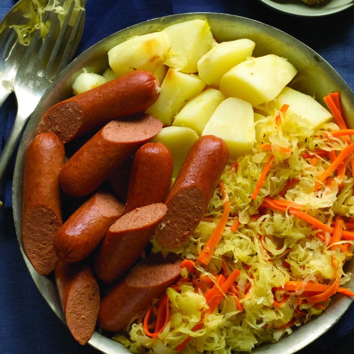 Knockwurst with Sauerkraut and Potatoes image