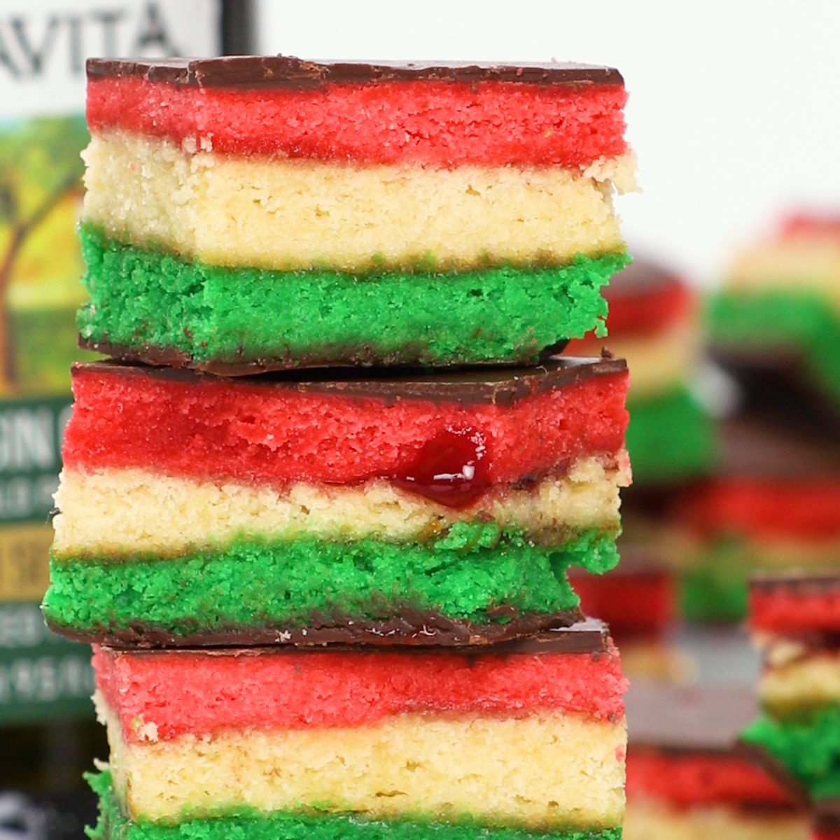 Sheet Pan Rainbow Cookie Cake