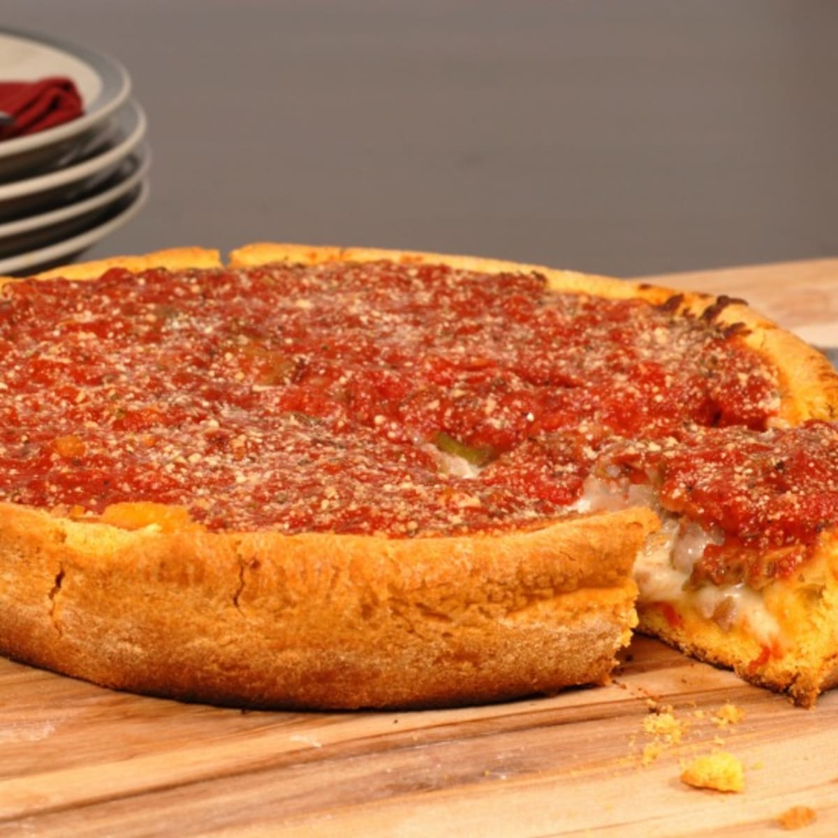 Chicago style deals deep dish pizza