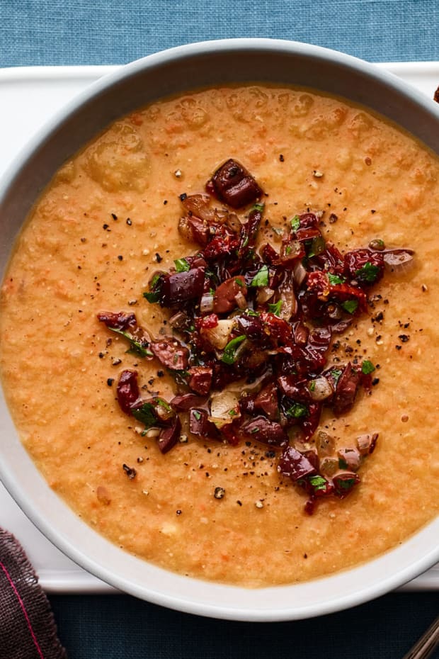 Red Lentil Soup with Sun Dried Tomato Relish