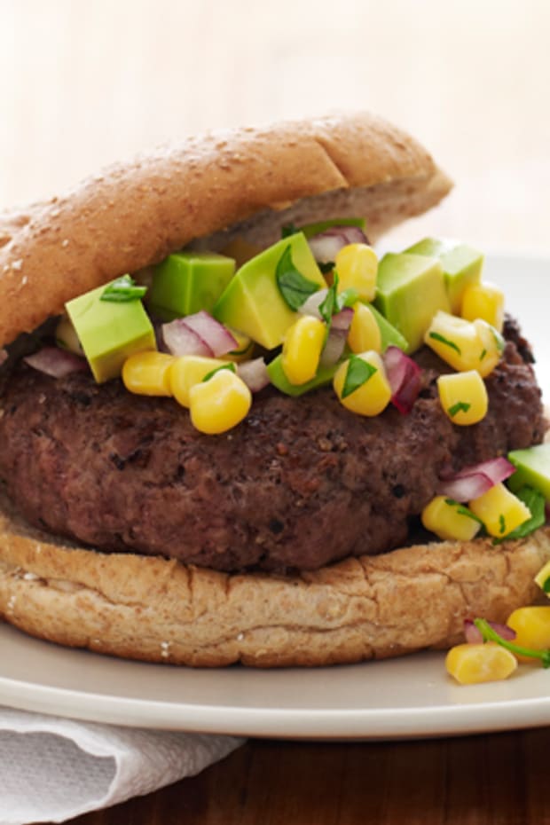Burger with Avocado and Corn