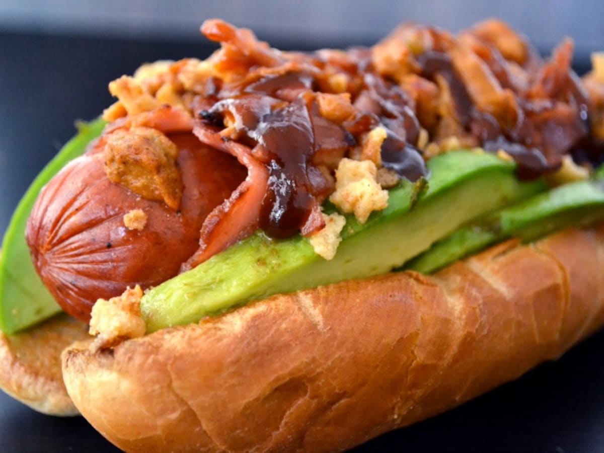 Turkey Bacon Topped Hot Dog