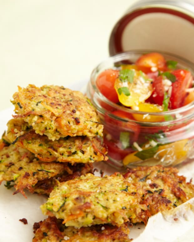 Zucchini Fritters with Tomato Salsa