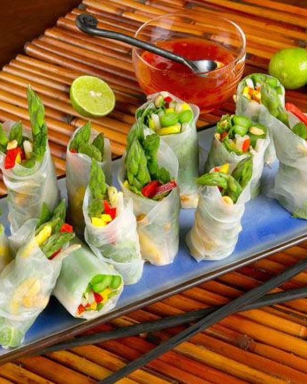 California Asparagus Spring Rolls with Sweet Red Chili Dipping Sauce