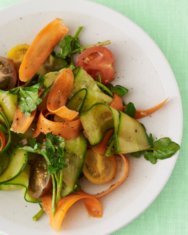 Balsamic Cucumber and Carrot Ribbon Salad