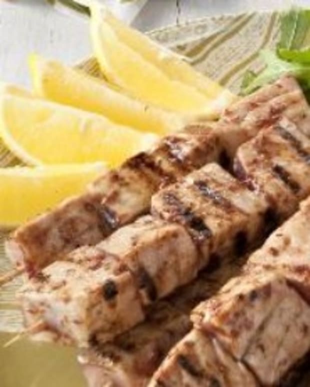 Tuna Kebabs with Cranberry and Lime Glaze