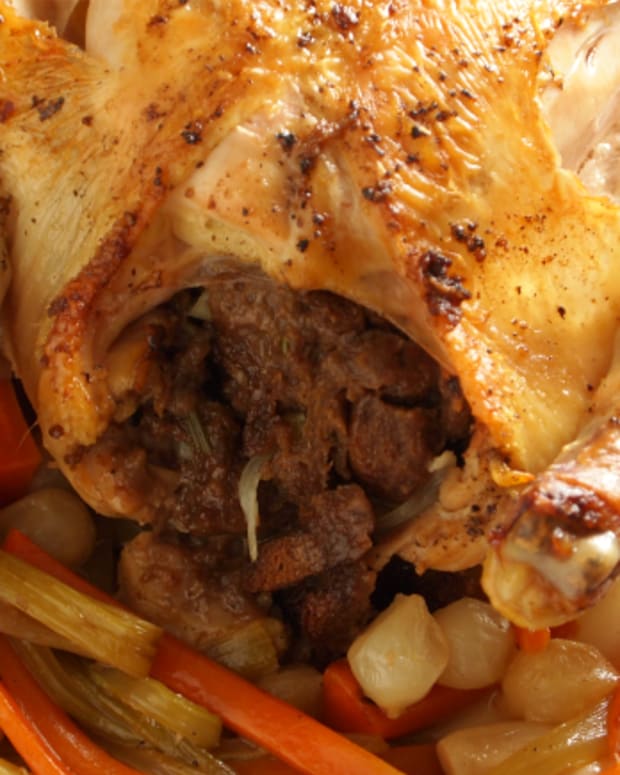 Stuffed Roasted Chicken with Vegetables