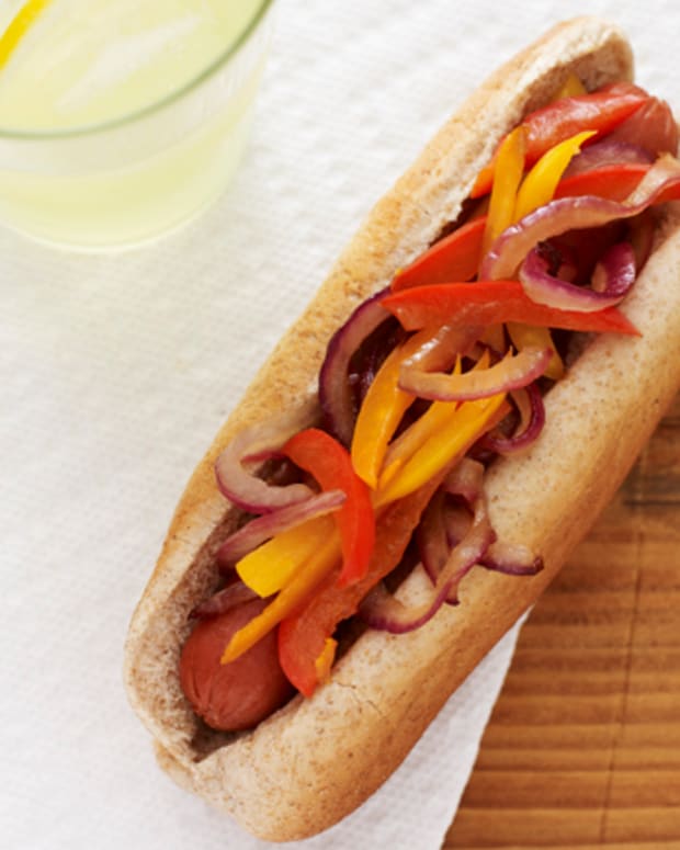Hot-Dog with Peppers and Onions