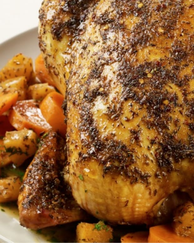 Caribbean Roast Chicken with Pineapple and Sweet Potatoes Recipe