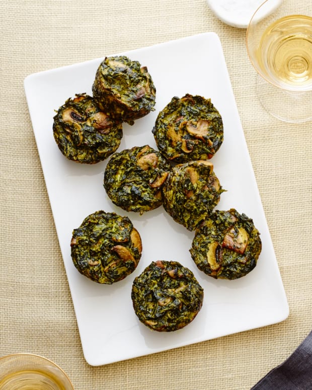 Spinach kugel cupcakes
