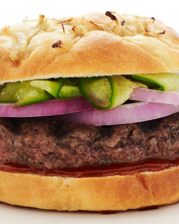 BBQ Beef Burger with Quick Pickles