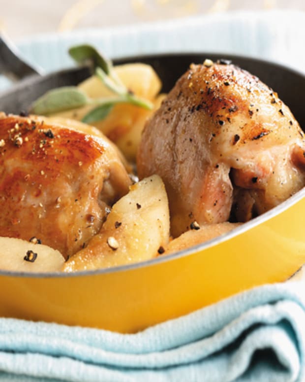 Chicken Thighs With Honeyed Apples and Fresh Sage