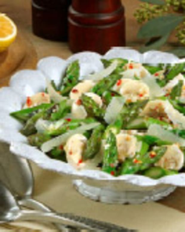 Grilled California Asparagus and Mushroom Salad with Shaved Parmesan