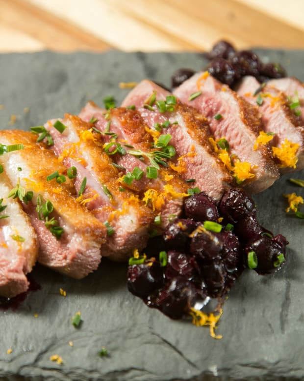 Seared Duck Breast with Blueberry Aigre-Doux