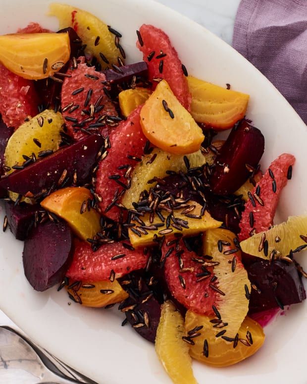 Winter Beet Salad with Popped Wild Rice
