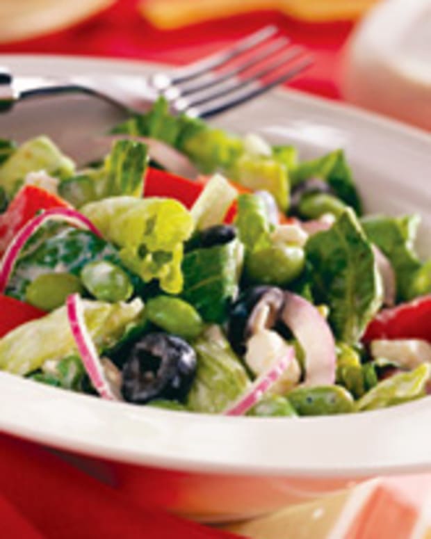 Greek Salad with Tangy Lemon Tofu Dressing
