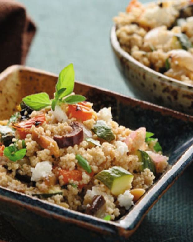 Mediterranean Salad with Roasted Vegetables and Whole Wheat Couscous