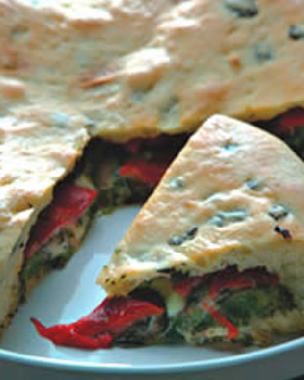 Roasted Red Pepper and Olive Scacciata