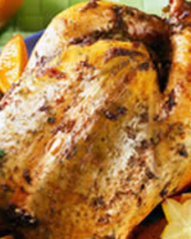 Grilled Whole Chicken with Starfruit Cranberry Sauce