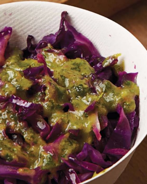 Wilted Red Cabbage with Garlic Confit Gremolata
