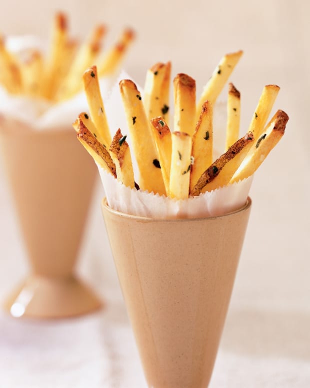 French fries with lime and cilantro