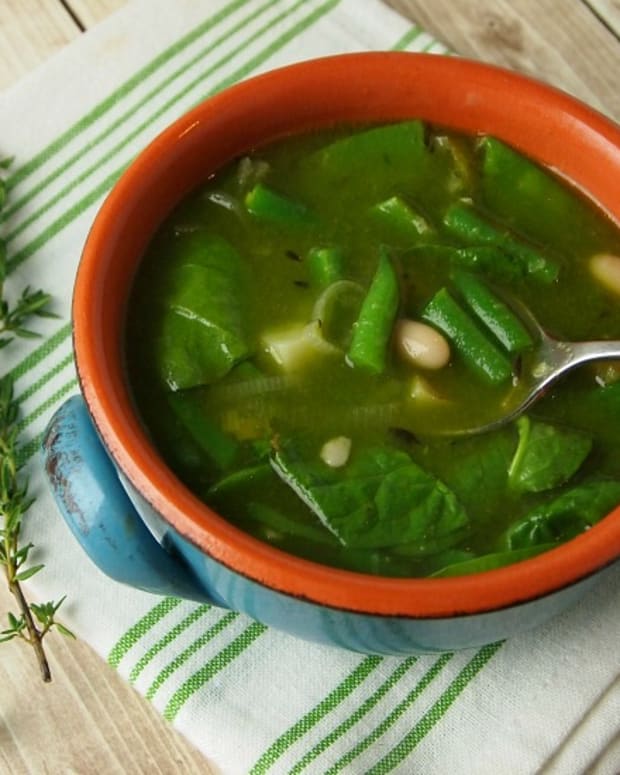 Green Vegetable Soup with Lemon Pesto