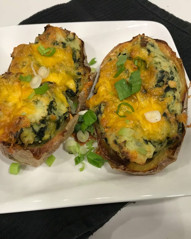 Garlic Spinach Twice Baked Potatoes