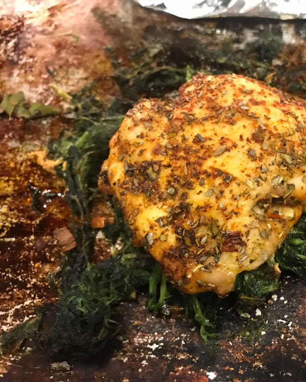 Sheet Pan Italian Crispy Chicken and Spinach