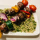 Lamb and Vegetable Skewers with Green Couscous