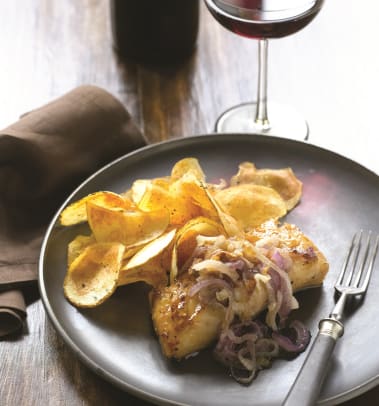 pan roasted potato chips with cod fillet.jpg
