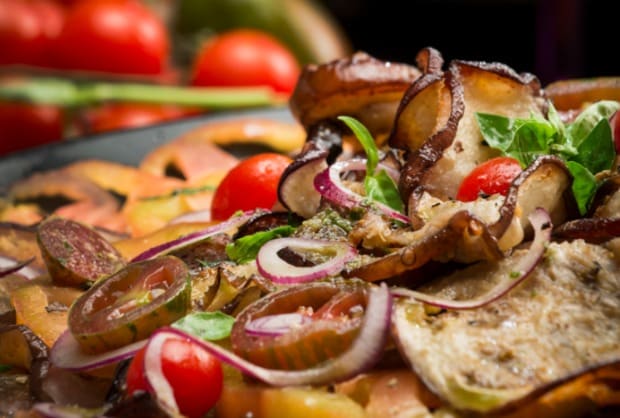 Roasted Eggplant Carpaccio and Exotic Tomato Salad - Jamie Geller