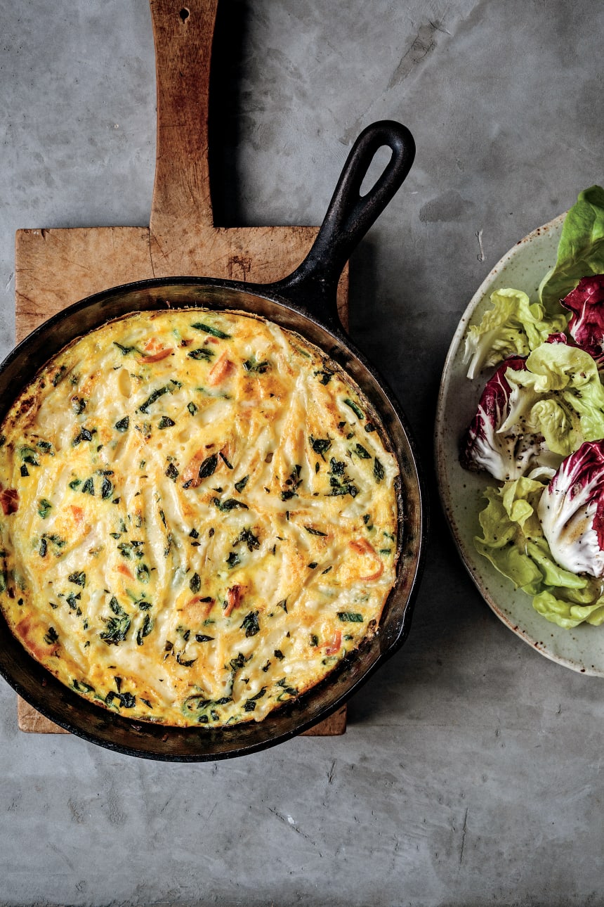 Smoked Salmon Frittata with Gruyère and Fresh Herbs - Jamie Geller