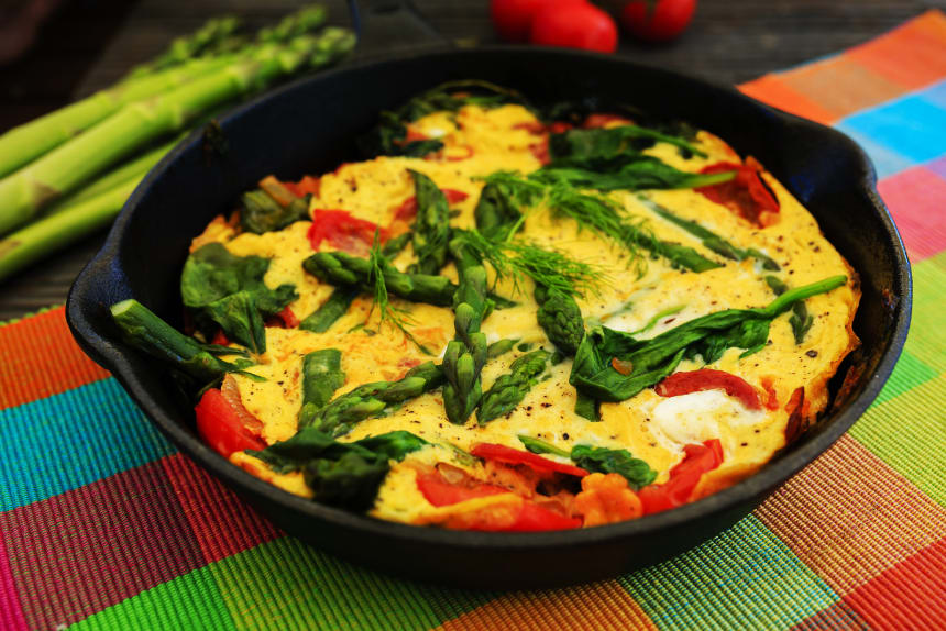 Asparagus Frittata with Red Bell Peppers - Jamie Geller