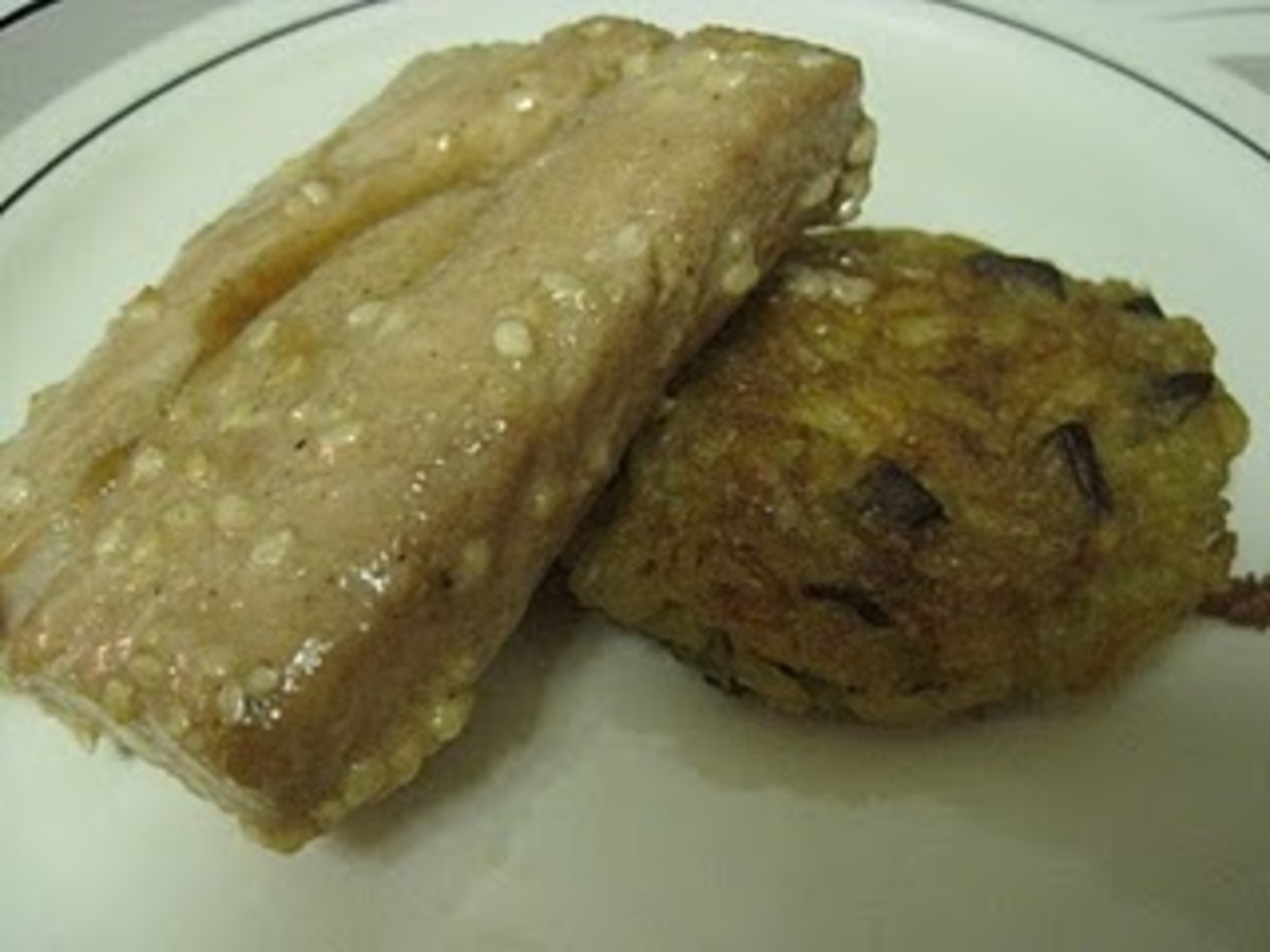 Sesame-Soy Salmon w/ Crispy Brown Rice Cake