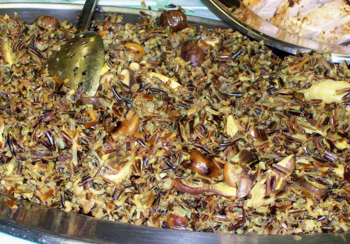 wild rice with mushrooms and chestnuts