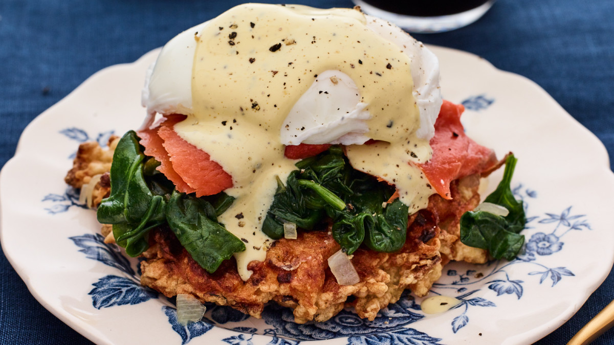 Latke and Smoked Salmon Benedict with Brown Butter Hollandaise