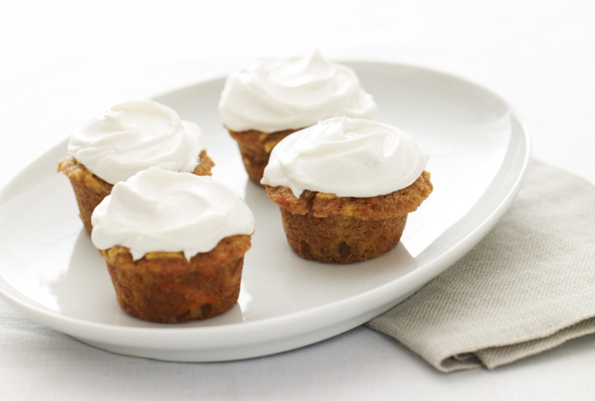 Carrot Apple Mini Cupcakes with Non-Dairy Cream Cheese Icing