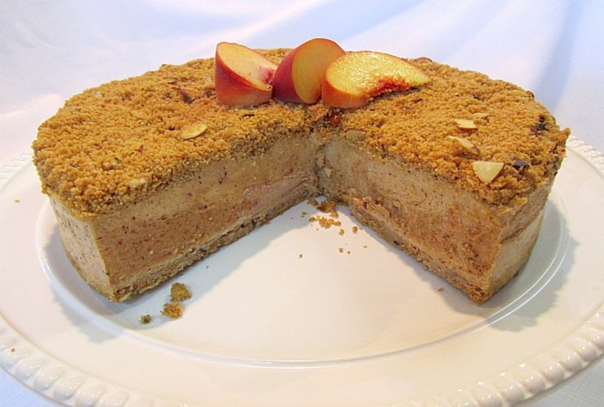 Frozen Peach and Toasted Almond Torte