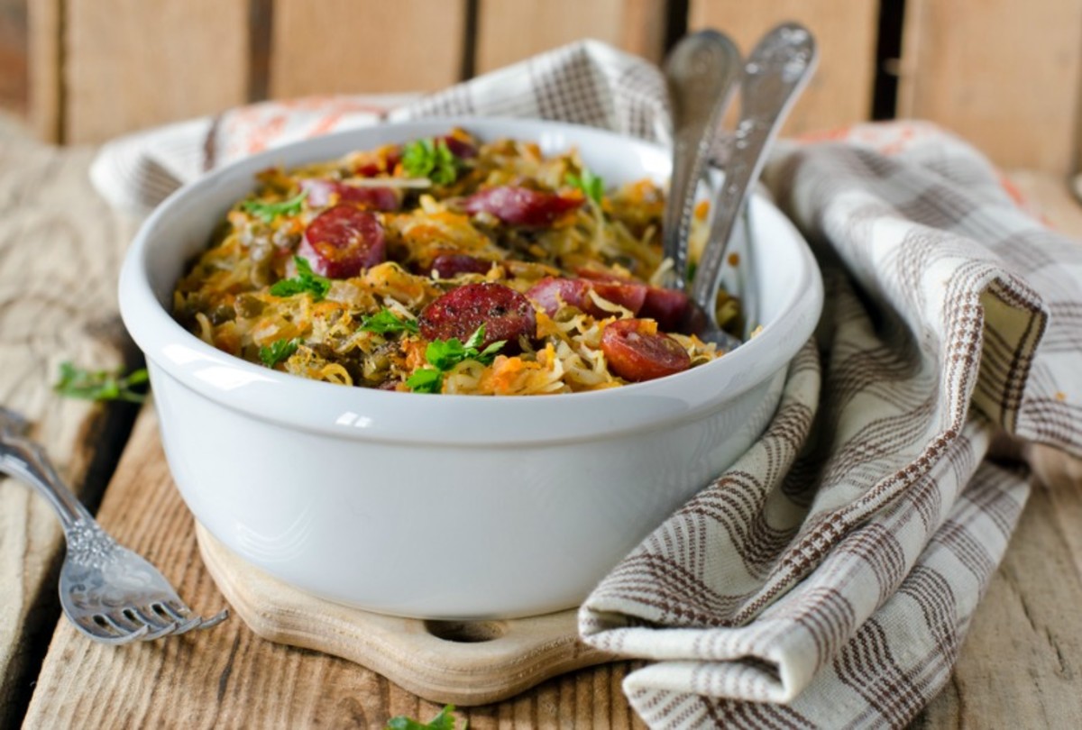 Cabbage Lentil and Sausage Slow Cooker Stew